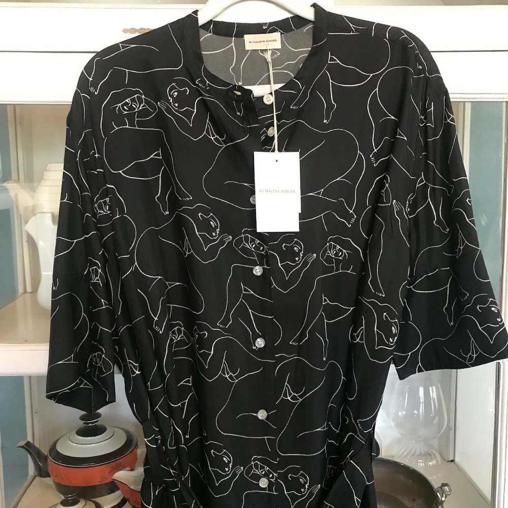 NWT By Malene Birger naked woman print dress - loose size 40